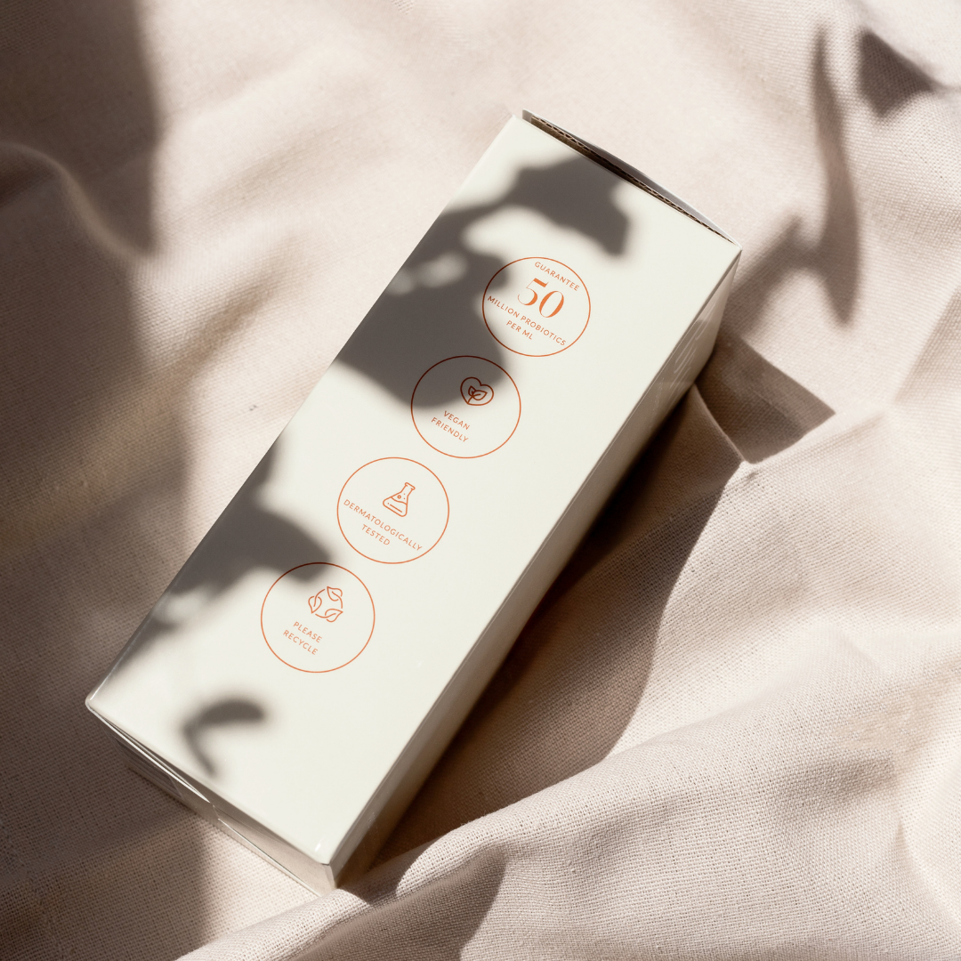 bree probiotic skincare Core Values With Skincare Products with image of packaging box